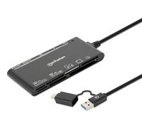 Manhattan 7 in 1 USB C & USB A Combo Multi Card Reader - Cavo lungo 0,9 m - 5 Gbps USB 3.0, SD/TF/CF/Micro SD/XD/MS - Garanzia 3 anni Mfg - 102605