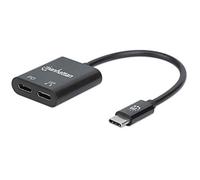 Manhattan Adattatore audio da USB-C a USB-C e USB-C (inc Power Delivery), nero, 480 Mbps (USB 2.0), cavo 11 cm, con alimentazione a porta USB-C (60 W), garanzia di tre anni, confezione al dettaglio