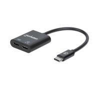 Manhattan Adattatore audio USB-C Maschio a 2x USB-C Femmina 11 cm Nero 480 Mbps Power Delivery 60 W