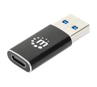 Manhattan Adattatore USB A > C 153980 – USB 3.2 Gen 2 10Gbps SuperSpeed+ Alluminio Nero