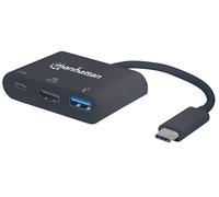 Manhattan Adattatore USB-C M a USB A, USB-C e HDMI Nero
