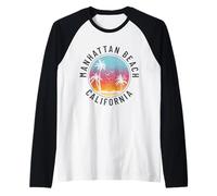 Manhattan Beach California retrò Vintage Surf Maglia con Maniche Raglan