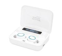 Manhattan Bluetooth In-Ear Headphones (Clearance Pricing), White, Microphone, Integrated Controls, Sweatproof, Noise Isolating, 5 hour usage time, Max Range 10m, Charging Case with Powerbank (1200mAh)