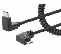Manhattan Cavo a spirale USB-C a Micro USB, 1 m, nero
