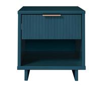 Manhattan Comfort Granville - Comodino moderno 1.0 con 1 cassetto allungabile, design con linee a coste testurizzate con accenti dorati, comodino o tavolino per camera da letto o soggiorno, set da 1