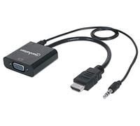 Manhattan Convertitore VGA a HDMI Nero Nero HDMI Auf VGA Konverter mit Audio