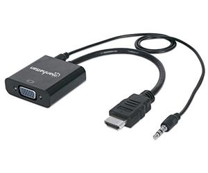 Manhattan Convertitore VGA a HDMI Nero Nero HDMI Auf VGA Konverter mit Audio