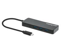 Manhattan Hub USB a 7 porte, spina C, presa A, 5 Gbit/s, nero