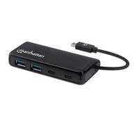 Manhattan Hub USB-C 164894 4 porte USB 3.2 Gen 1 – 2x USB-A, 2x USB-C, 5 Gbps, Nero