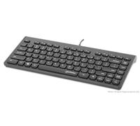 MANHATTAN Kabelgebundene Slim USB Mini-Tastatur 12 Multimedia-/Funktionstasten, integriertes 1,5 m langes USB-A-Kabel, kompaktes, flaches Format, f?r PC und Laptop, schwarz (180702)
