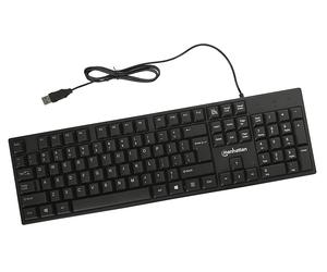 Manhattan Keyboard UK USB Wired, Standard Qwerty layout, Black, Full Size Keys,