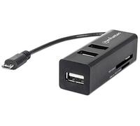 Manhattan Lettore/Scrittore di Memorie e Hub USB 3 Porte OTG, Nero