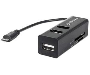 Manhattan Lettore/Scrittore di Memorie e Hub USB 3 Porte OTG, Nero