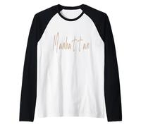 Manhattan New York City Design vintage elegante Maglia con Maniche Raglan