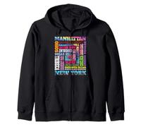 Manhattan New York quartieri Skyline NYC Borough Pride Felpa con Cappuccio