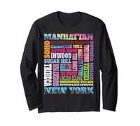 Manhattan New York quartieri Skyline NYC Borough Pride Maglia a Manica