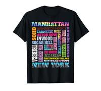 Manhattan New York quartieri Skyline NYC Borough Pride Maglietta