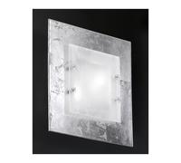 MANHATTAN PLAFONIERA 38x38 IN VETRO DECORO FOGLIA ORO,RAME O ARGENTO MADE IN ITALY