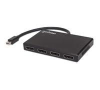 Manhattan Splitter Hub Mini DisplayPort 207744 – 4 porte DisplayPort con MST – Nero