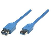 Manhattan SuperSpeed 322447 - Cavo di prolunga USB 3.0, 3 m, Colore: Blu