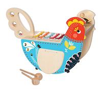 Manhattan Toy Musical Chicken Wooden Instrument for Toddlers with Xylophone, Drumsticks, Cymbal And Maraca Strumento Legno per Bambini con xilofono, Bacchette, Piatti, 216570
