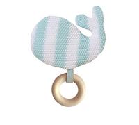 Manhattan Toy Sonaglio per Bambini a Maglia Balena con massaggiagengive in Legno