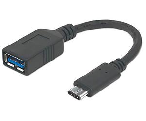 Manhattan USB 355285 Super Speed USB C Cavo di Collegamento, Certificato Dopo If (, Gen1, Tipo C Maschio - USB 3.1 Tipo A Femmina, 5 Gbit/s) 15 cm Nero