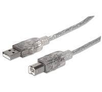 Manhattan USB-A to USB-B Cable, 5m, Male to Male, Translucent Silver, 480 Mbps (
