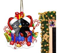 manhegari Ciondolo per albero di Natale di gatto, piccoli ornamenti di gatto di Natale 2D | Regalo e affascinante ornamenti di decorazione per gli amanti dei gatti