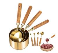 manhegari Cucchiaini e Misurini - Cucchiai Dosatori In Acciaio Inossidabile Con Manico In Legno | 8 Pezzi Impilabili Per Misurare Ingredienti Secchi E Liquidi Con Cucchiaio Da Tavola E Cucchiaino Da