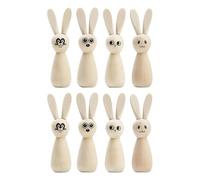 manhegari Figura di legno incompiuta in legno - Statua di coniglio Set di 8 | Bunny incompiuto peg coniglio figure graffiti bambola gioielli per decorazioni per feste