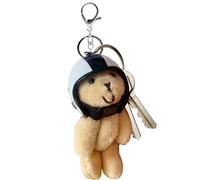 manhegari Portachiavi Orso | Fascino di Borsa Orso di Peluche con Casco - Portachiavi animale stilizzato per le Donne per Viaggi Zaino a Mano Portafoglio e Decorazione Casa, bianco, Se référer