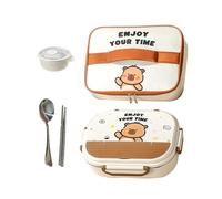 manhegari Scatola pasto | Scatola snack in acciaio inossidabile 4 scomparti con posate, per pasti ermetici, forno a microonde, con borsa per il trasporto, per l'uscita per la scuola, l'ufficio e il