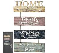 manhegari Segno della parete della casa dolce, segno di parola in legno rustico | DECORATIVA a quattro pezzi Vintage Segni in legno,Arte da parete del bagno menabile, accessori per la decorazione