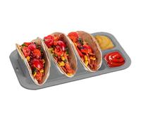 manhegari Taco - Vassoio da portata Taco con 3 divisori, riutilizzabile, antiscivolo, in silicone, con 2 scomparti per spezie, per la famiglia