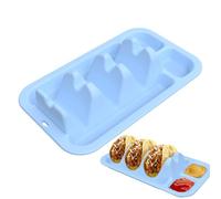 manhegari Taco - Vassoio da portata Taco con 3 divisori, riutilizzabile, antiscivolo, in silicone, con 2 scomparti per spezie, per la famiglia