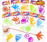 Mani Appiccicose Bambini, Sticky Hands, Halloween Mano Appiccicosa Giocattolo, Colorato Sticky Hands Giocattoli , Manina Appiccicosa, per Le Bomboniere di Halloween, Colore Casuale (48 PCS)