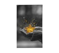 Mani che tengono una stella dorata incandescente per la casa da cortile, striscione con occhielli per interni ed esterni, decorazioni per la casa