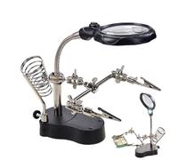 Mani da Saldatura - Supporto con Lente d'Ingrandimento per Saldatura - Attrezzo Regolabile a LED con Morsetti per Riparazione Elettronica e Lavorazione Componenti