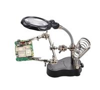 Mani da Saldatura,Supporto con Lente d'Ingrandimento per Saldatura - Strumento Regolabile con Luci LED e Pinze a per Test, Riparazione Elettronica, Assemblaggio Circuiti e Modellismo