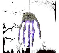 Mani di scheletro illuminate per Halloween, realistiche mani umane finte, ornamento gotico illuminato a LED, decorazione per Halloween, parete, prato, cortile, camera da letto, interni ed esterni