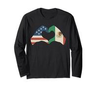 Mani Formando Cuore Mezzo Americano Metà Messicano USA Messico Maglia a Manica