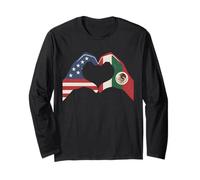 Mani Formando Cuore Mezzo Americano Metà Messicano USA Messico Maglia a Manica