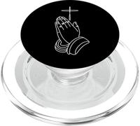 Mani in preghiera e croce cristiana minima PopSockets PopGrip per MagSafe