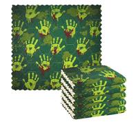 Mani Insanguinanti Verdi Halloween Decorazioni di Halloween Cucina Rustica Asciugamani Assorbenti Cucina Asciugamani da Cucina Decorativi Controsoffitto Secco Toallas para cocina decoracion 28x28 cm