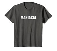 Maniacal - Tipografia di Parole Divertenti Maglietta, Bambini, Asfalto, 10 Anni