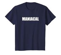 Maniacal - Tipografia di Parole Divertenti Maglietta, Bambini, Navy, 12 Anni