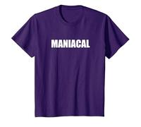 Maniacal - Tipografia di Parole Divertenti Maglietta, Bambini, Viola, 8 Anni