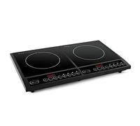 MANiASHOP® Piastra Induzione Doppio Fornello 2 Fuochi Elettrica Portatile 2000W+2000W Max temperatura regolabile e timer, Piano cottura induzione Di Colore Nero
