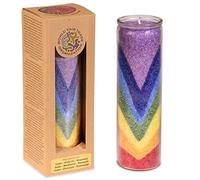 ManiBhadra 7 Chakra Arcobaleno PROFUMATO Candela con Oli Essenziali Stearin Commercio Equo Solidale 100HR Burn 21cm
